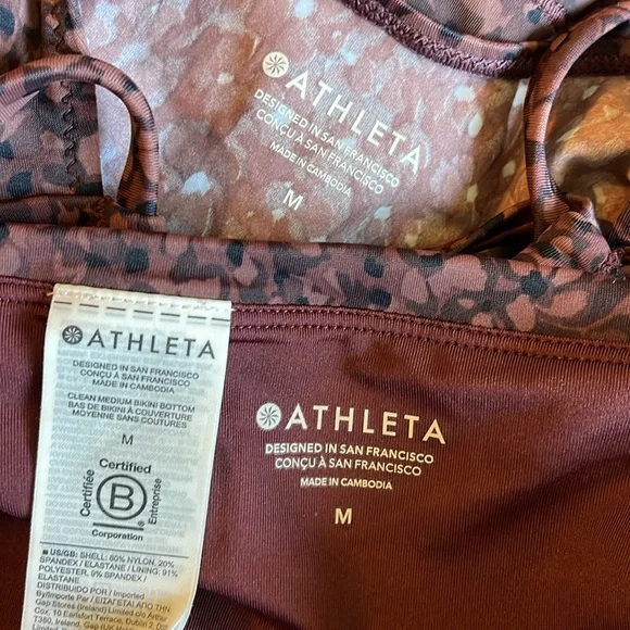 Athleta Swim Suit Tankini Set Brown Camo Leopard Sz Medium - Picture 6 of 6